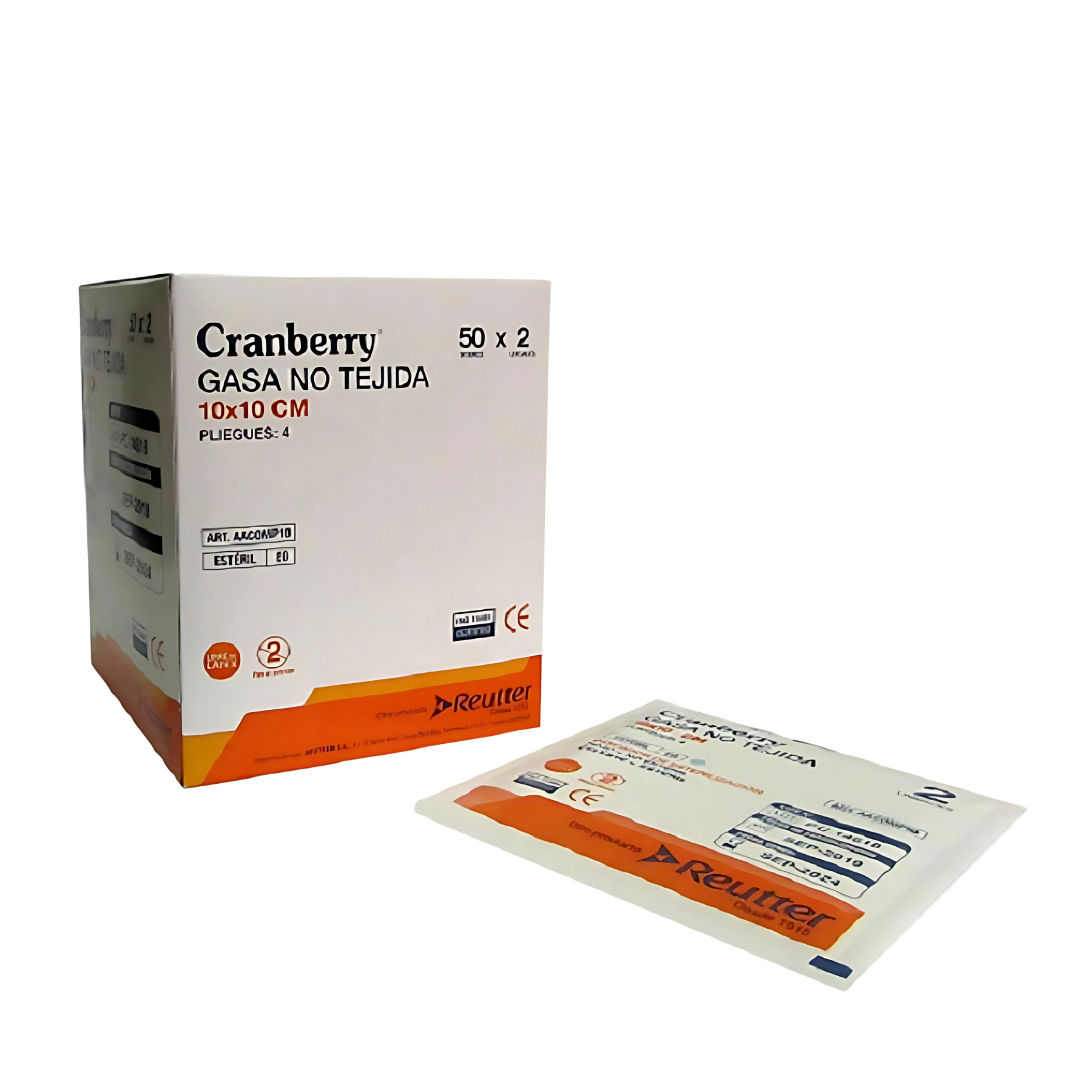 Gasa No Tejida Estéril 10x10cm Cranberry Caja 100 Unidades Para Curaciones Médicas y Cuidado de Heridas