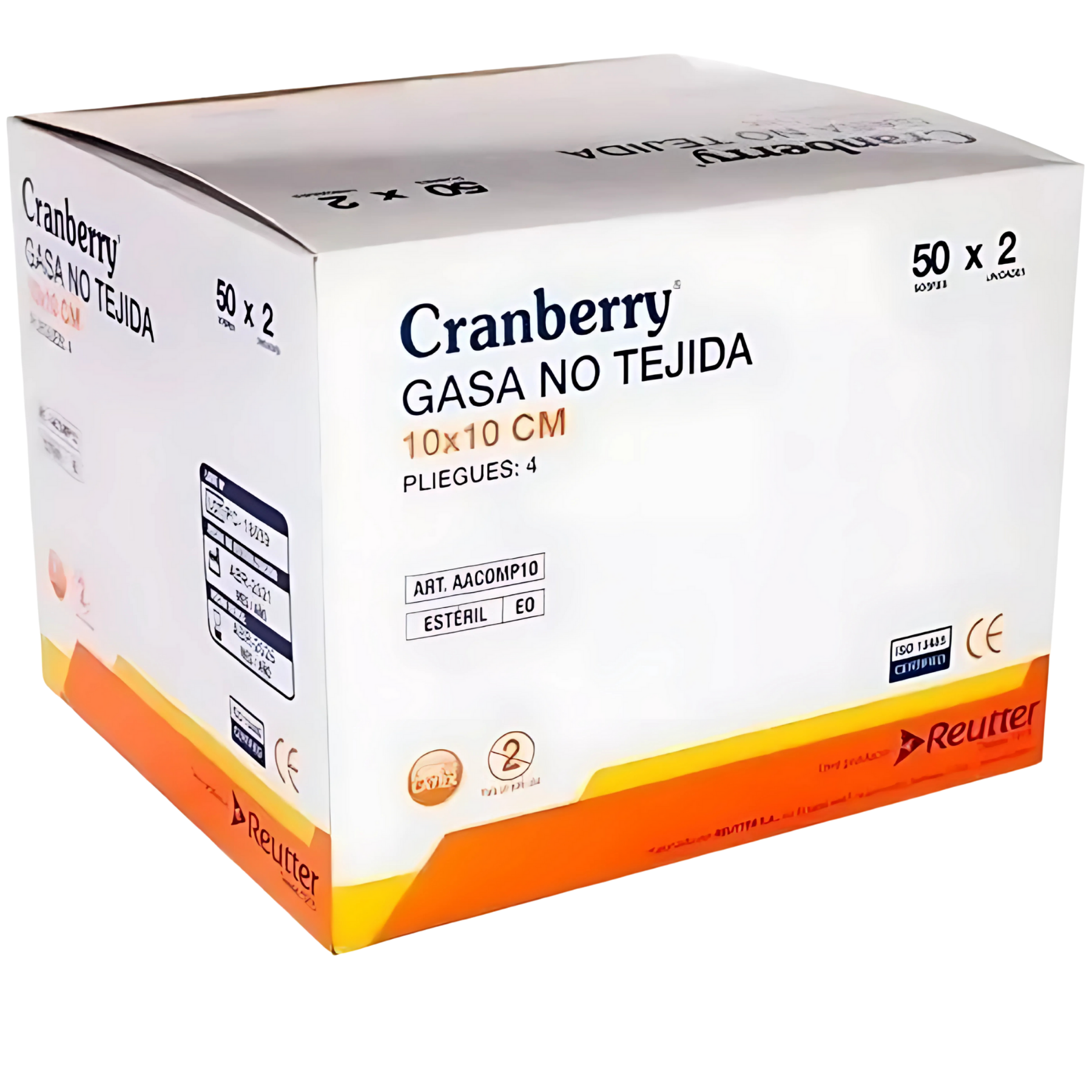 Gasa No Tejida Estéril 10x10cm Cranberry Caja 100 Unidades Para Curaciones Médicas y Cuidado de Heridas