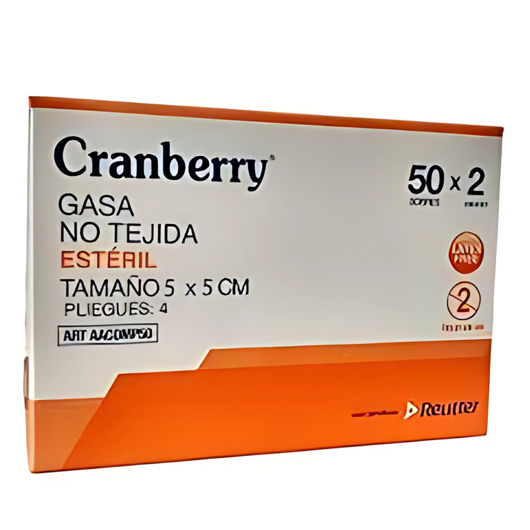 Gasa No Tejida Estéril 5x5cm Cranberry Caja 100 Unidades Para Curaciones Médicas y Cuidado de Heridas