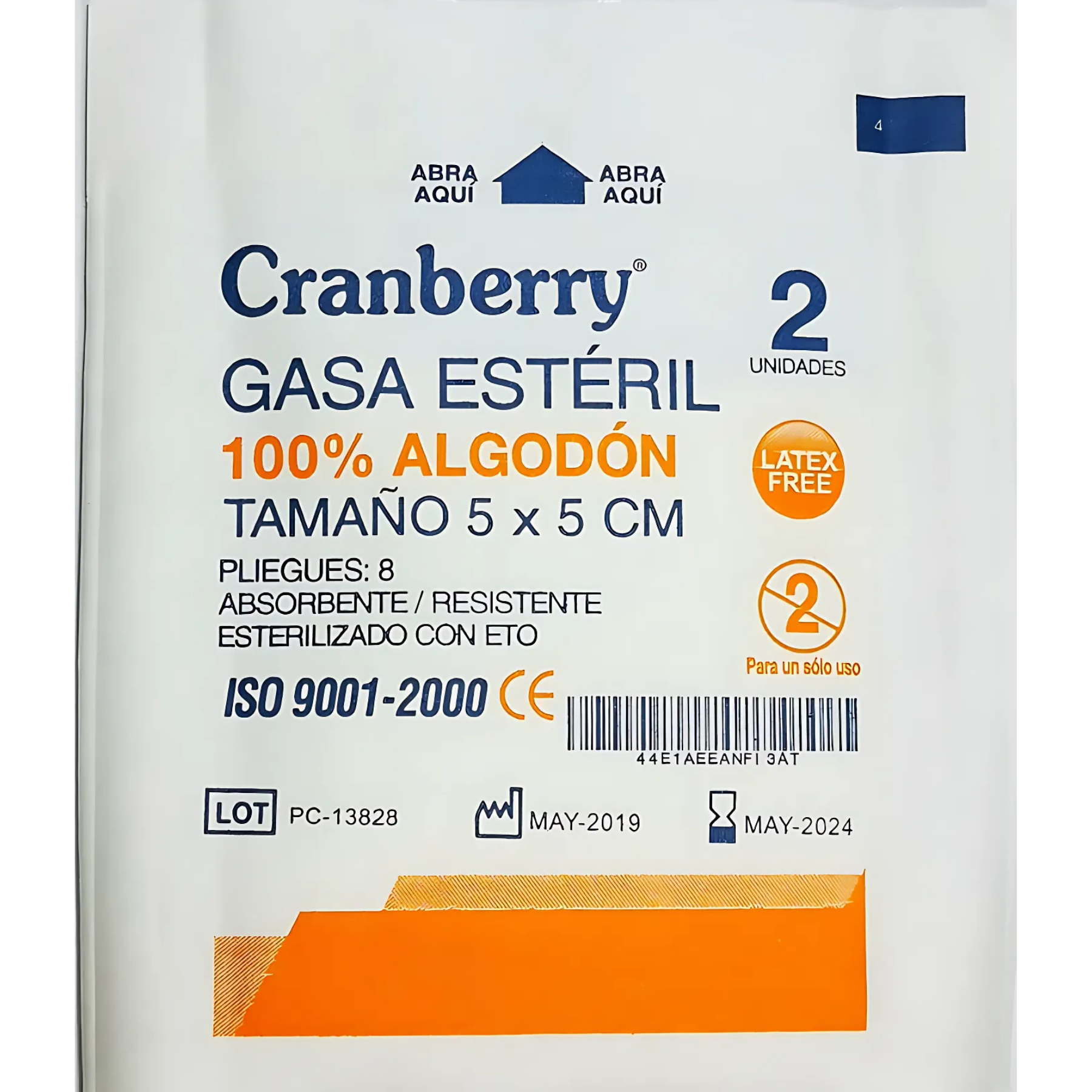 Gasa No Tejida Estéril 5x5cm Cranberry Caja 100 Unidades Para Curaciones Médicas y Cuidado de Heridas