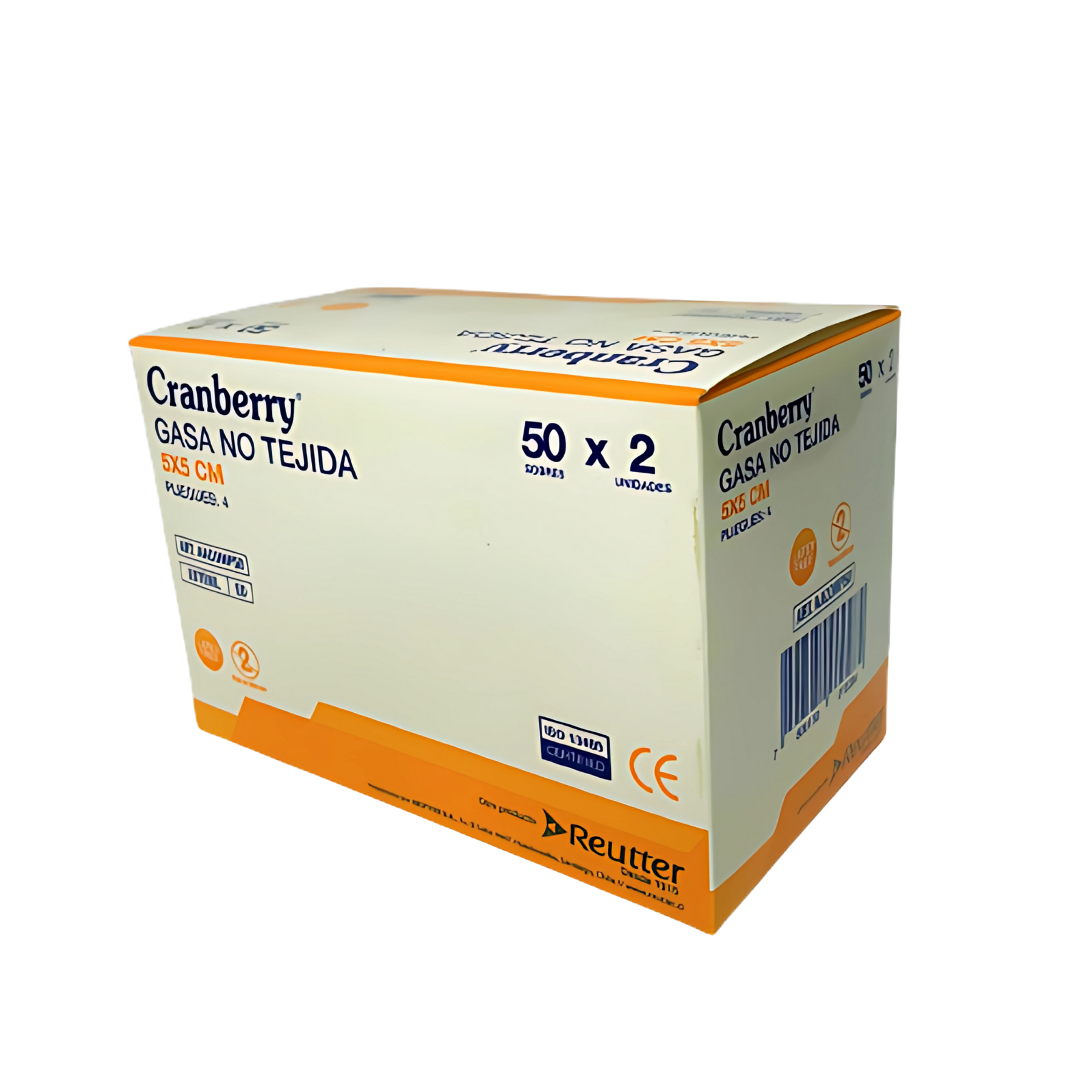 Gasa No Tejida Estéril 5x5cm Cranberry Caja 100 Unidades Para Curaciones Médicas y Cuidado de Heridas