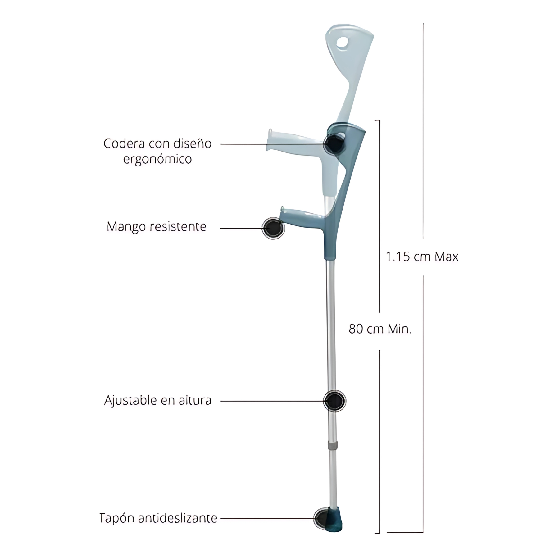 2 Bastón Muleta Canadiense Regulable en Altura – Ortopédica Ajustable y Ergonómica