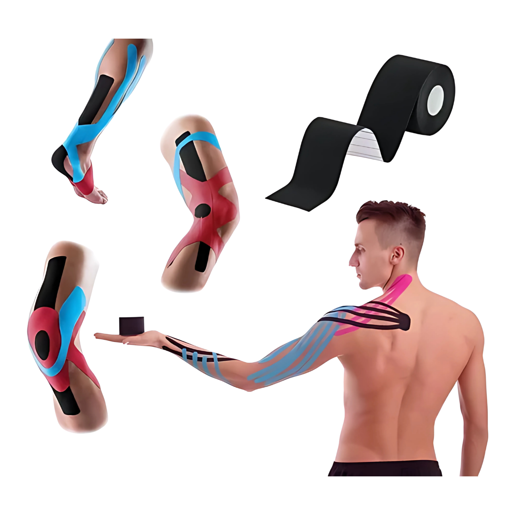 Cinta Tape Kinesiológico 5cm x 5m Vendaje Neuromuscular Deportivo Elastico Adhesivo Rehabilitación