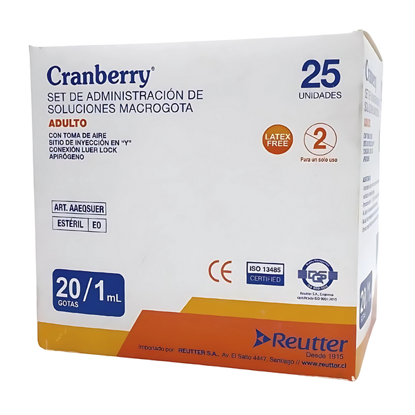Set De Administración Macrogota Cranberry Estéril Desechable Para Infusión Intravenosa