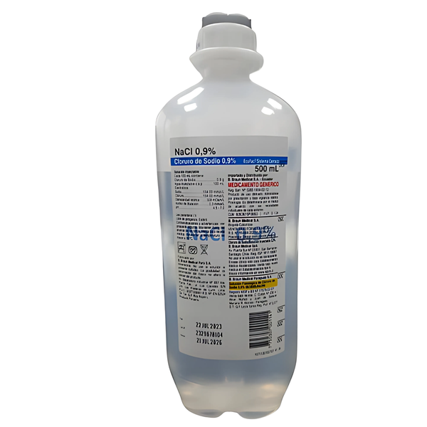 Cloruro De Sodio 0.9% Solución Fisiológica 500ml BBRAUN Suero Estéril Para Uso Médico Y Limpieza