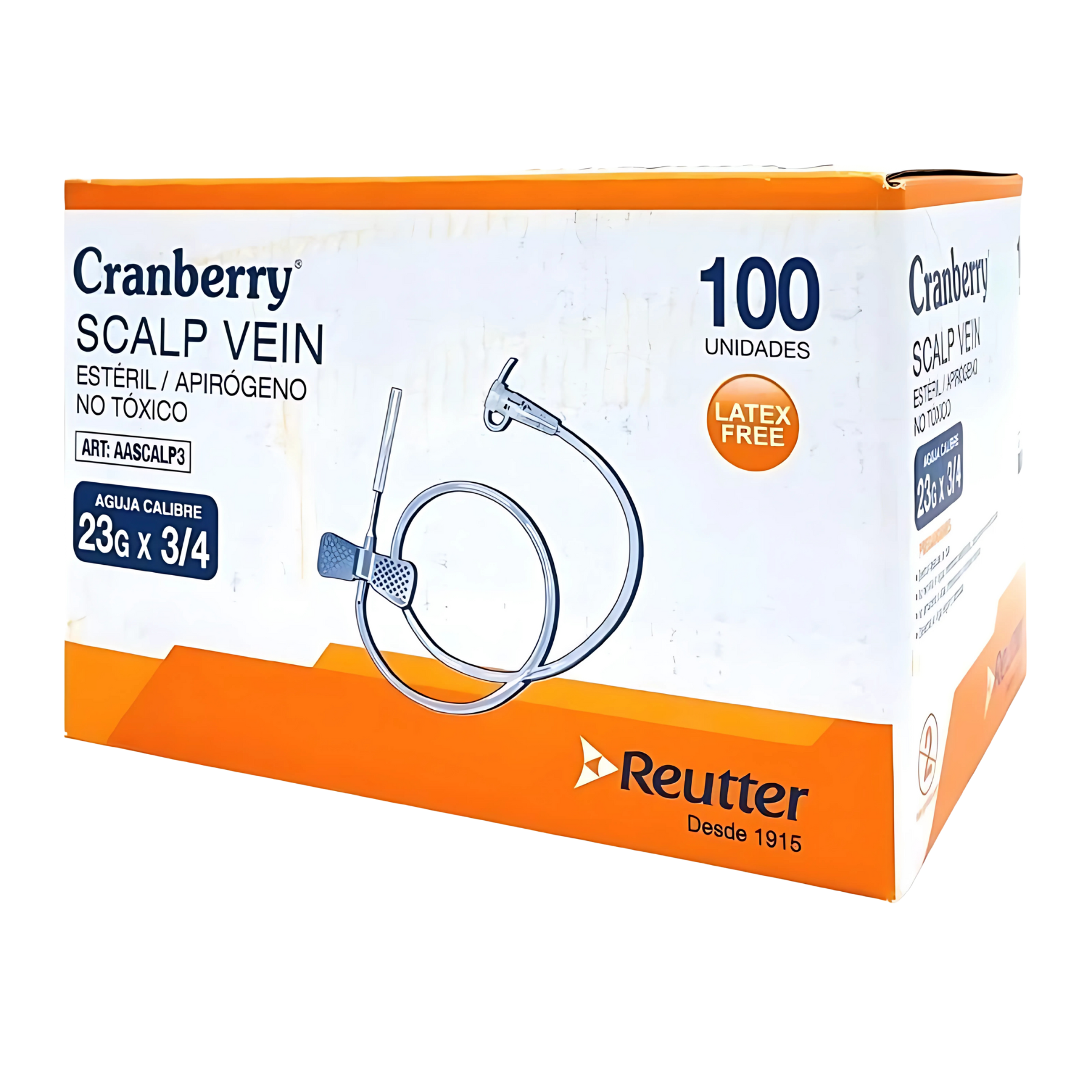 Scalp Vein 23G x 3/4 Cranberry Mariposa Desechable Estéril Para Infusión y Uso Médico